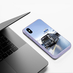 Чехол iPhone XS Max матовый Фура Вольво на трассе, цвет: 3D-светло-сиреневый — фото 2