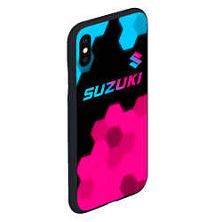 Чехол iPhone XS Max матовый Suzuki - neon gradient: символ сверху, цвет: 3D-черный — фото 2