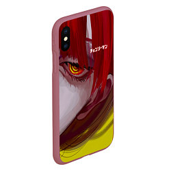 Чехол iPhone XS Max матовый Человек-бензопила взгляд Макимы, цвет: 3D-малиновый — фото 2