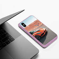 Чехол iPhone XS Max матовый Chevrolet Corvette - Motorsport - Desert, цвет: 3D-сиреневый — фото 2