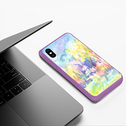Чехол iPhone XS Max матовый Золотая осень акварель, цвет: 3D-фиолетовый — фото 2