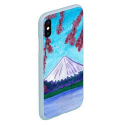 Чехол iPhone XS Max матовый Цветение сакуры Фудзияма, цвет: 3D-голубой — фото 2