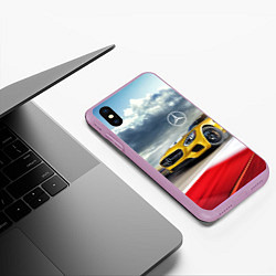 Чехол iPhone XS Max матовый Mercedes AMG V8 Biturbo на трассе, цвет: 3D-сиреневый — фото 2