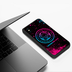 Чехол iPhone XS Max матовый Leicester City - neon gradient, цвет: 3D-черный — фото 2