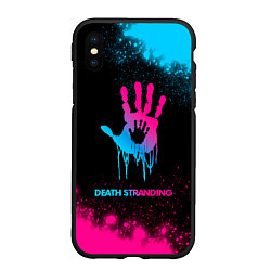 Чехол iPhone XS Max матовый Death Stranding - neon gradient, цвет: 3D-черный