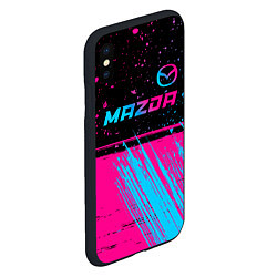 Чехол iPhone XS Max матовый Mazda - neon gradient: символ сверху, цвет: 3D-черный — фото 2