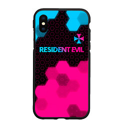 Чехол iPhone XS Max матовый Resident Evil - neon gradient: символ сверху