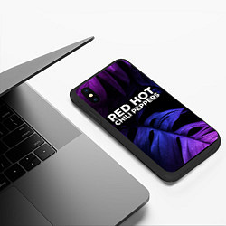 Чехол iPhone XS Max матовый Red Hot Chili Peppers neon monstera, цвет: 3D-черный — фото 2