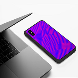 Чехол iPhone XS Max матовый Фиолетовые линии, цвет: 3D-черный — фото 2