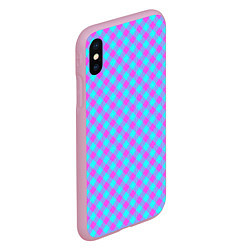 Чехол iPhone XS Max матовый Фиолетовые и голубые квадратики, цвет: 3D-розовый — фото 2