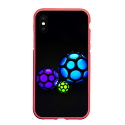 Чехол iPhone XS Max матовый Объёмные неоновые шары, цвет: 3D-красный