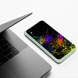 Чехол iPhone XS Max матовый Абстрактные брызги краски, цвет: 3D-салатовый — фото 2