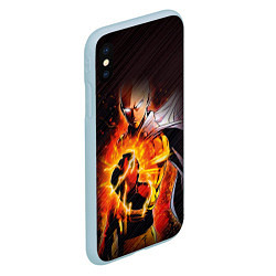 Чехол iPhone XS Max матовый One Punch-Man-красный кулак, цвет: 3D-голубой — фото 2