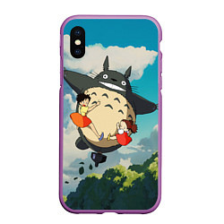 Чехол iPhone XS Max матовый Flight Totoro, цвет: 3D-фиолетовый