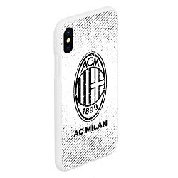 Чехол iPhone XS Max матовый AC Milan с потертостями на светлом фоне, цвет: 3D-белый — фото 2