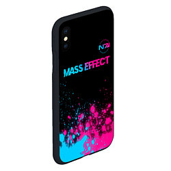 Чехол iPhone XS Max матовый Mass Effect - neon gradient: символ сверху, цвет: 3D-черный — фото 2