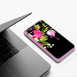 Чехол iPhone XS Max матовый Букет цветов, цвет: 3D-сиреневый — фото 2