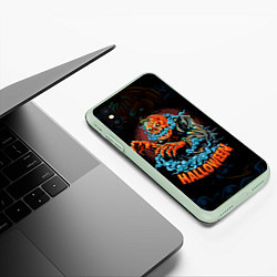 Чехол iPhone XS Max матовый Жуткий Хэллоуин Halloween, цвет: 3D-салатовый — фото 2
