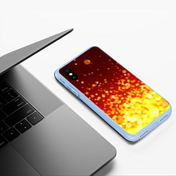 Чехол iPhone XS Max матовый Огненные блёстки, цвет: 3D-голубой — фото 2