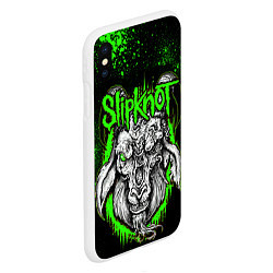 Чехол iPhone XS Max матовый Slipknot зеленый козел, цвет: 3D-белый — фото 2