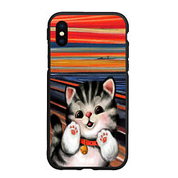 Чехол iPhone XS Max матовый Крик котёнка мяу, цвет: 3D-черный