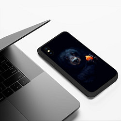 Чехол iPhone XS Max матовый Медведь с морковкой, цвет: 3D-черный — фото 2