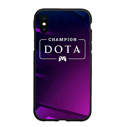 Чехол iPhone XS Max матовый Dota gaming champion: рамка с лого и джойстиком на, цвет: 3D-черный