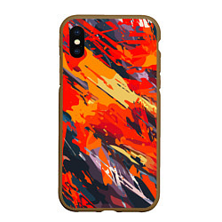 Чехол iPhone XS Max матовый Оранжевые кляксы, цвет: 3D-коричневый