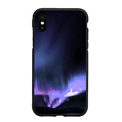 Чехол iPhone XS Max матовый Northern lights, цвет: 3D-черный