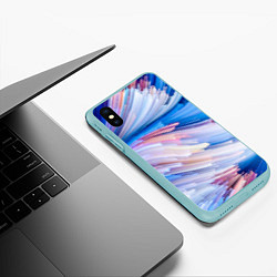 Чехол iPhone XS Max матовый Красочные линии, цвет: 3D-мятный — фото 2