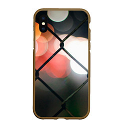 Чехол iPhone XS Max матовый Сетка на фоне боке, цвет: 3D-коричневый