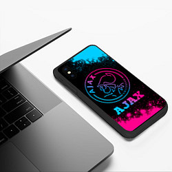 Чехол iPhone XS Max матовый Ajax - neon gradient, цвет: 3D-черный — фото 2