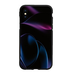 Чехол iPhone XS Max матовый Абстрактные фиолетовые волны, цвет: 3D-черный