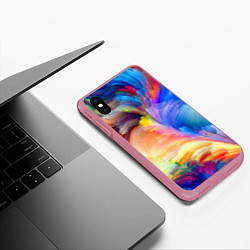 Чехол iPhone XS Max матовый Неоновое перо, цвет: 3D-малиновый — фото 2