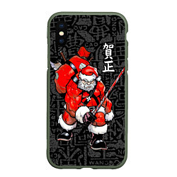 Чехол iPhone XS Max матовый Santa Claus Samurai, цвет: 3D-темно-зеленый