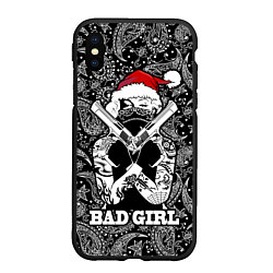 Чехол iPhone XS Max матовый Bad girl with guns in a bandana