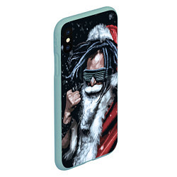 Чехол iPhone XS Max матовый Cool Santa Rastaman, цвет: 3D-мятный — фото 2