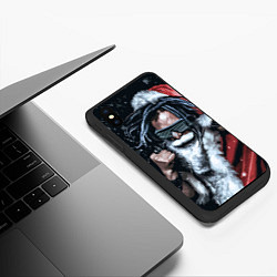 Чехол iPhone XS Max матовый Cool Santa Rastaman, цвет: 3D-черный — фото 2