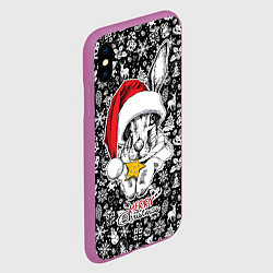 Чехол iPhone XS Max матовый Merry Christmas! Rabbit with cookies, цвет: 3D-фиолетовый — фото 2