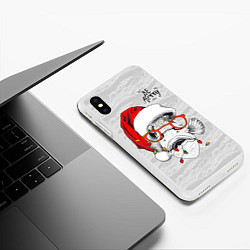 Чехол iPhone XS Max матовый Be merry, fish with red glasses, цвет: 3D-белый — фото 2