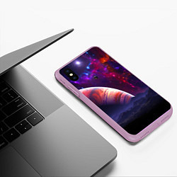 Чехол iPhone XS Max матовый Бесконечное космическое пространство - Планета, цвет: 3D-сиреневый — фото 2