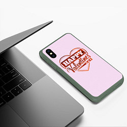 Чехол iPhone XS Max матовый Happy Valentines Day!, цвет: 3D-темно-зеленый — фото 2