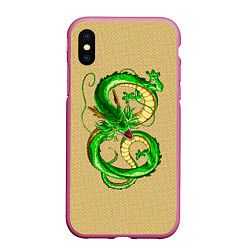 Чехол iPhone XS Max матовый Зелёный дракон в форме цифры 8, цвет: 3D-малиновый