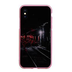 Чехол iPhone XS Max матовый Тоннель метро, цвет: 3D-розовый
