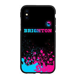 Чехол iPhone XS Max матовый Brighton - neon gradient: символ сверху, цвет: 3D-черный