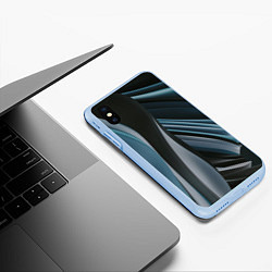 Чехол iPhone XS Max матовый Волнообразные синие пластины во тьме, цвет: 3D-голубой — фото 2