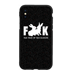 Чехол iPhone XS Max матовый Fuck The Year of Rabbit, цвет: 3D-черный