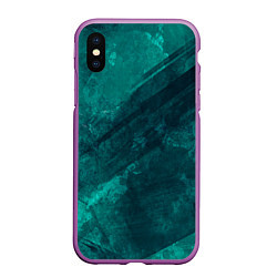 Чехол iPhone XS Max матовый Бирюзовый гранж, цвет: 3D-фиолетовый