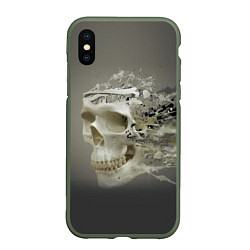 Чехол iPhone XS Max матовый Vanguard skull - destroyed, цвет: 3D-темно-зеленый