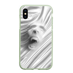 Чехол iPhone XS Max матовый Нечеловеческий вопль - складки ткани, цвет: 3D-салатовый
